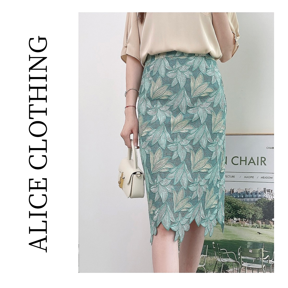 4alicelulu“花瓣舞”艺术半裙镂空蕾丝立体花瓣S620167W