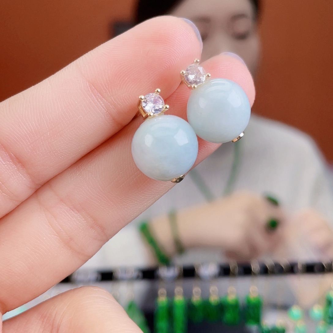 翡翠未镶嵌耳饰饰品