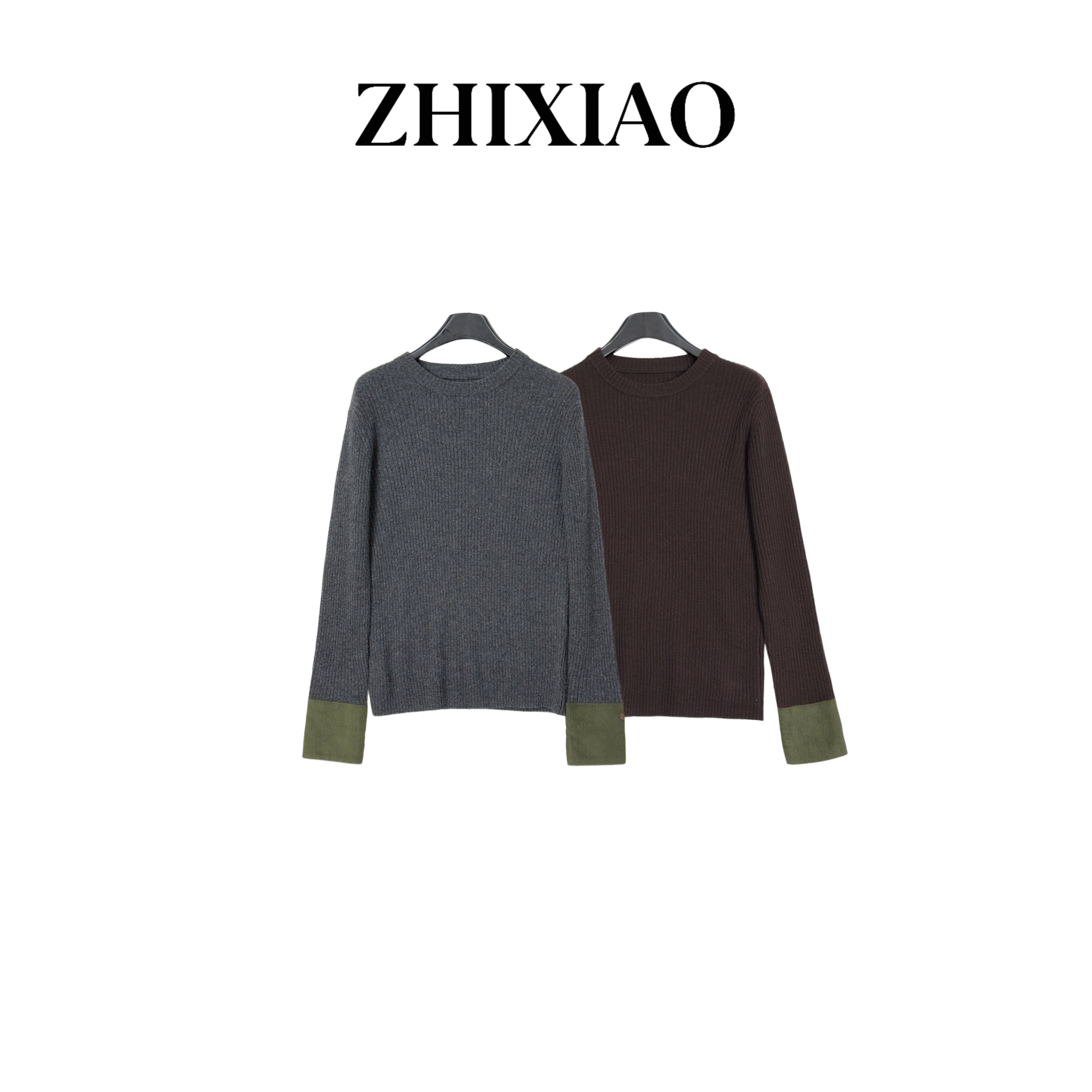 【ZHIXIAO】秋冬新款：袖口拼色毛衣TR1204