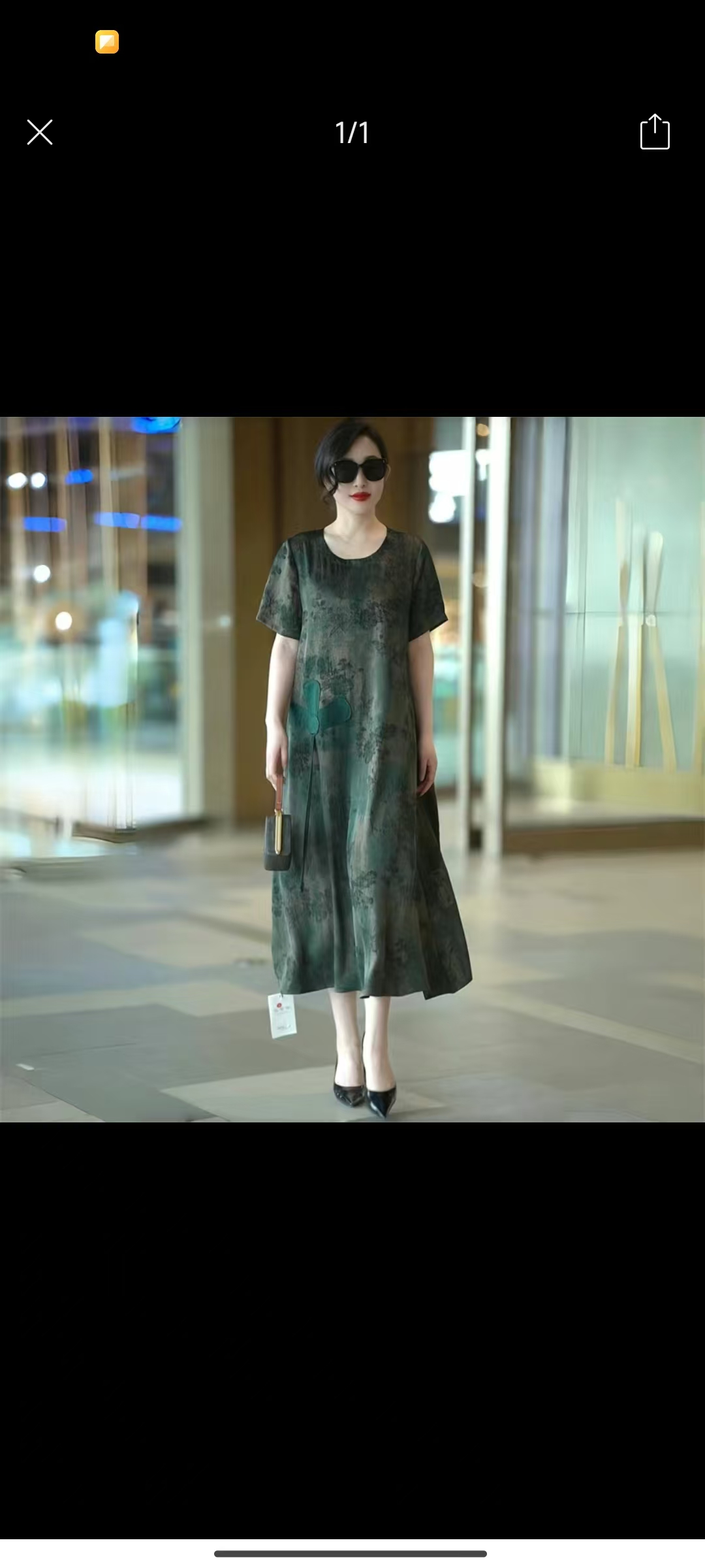 时尚宽松型宽松长裙洋气中老年女装中长款连衣裙裙子提花和纸纱清