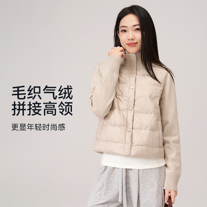 2025新款秋冬空气棉服上衣女款拼接袖短款棉服柔软蓬松保暖