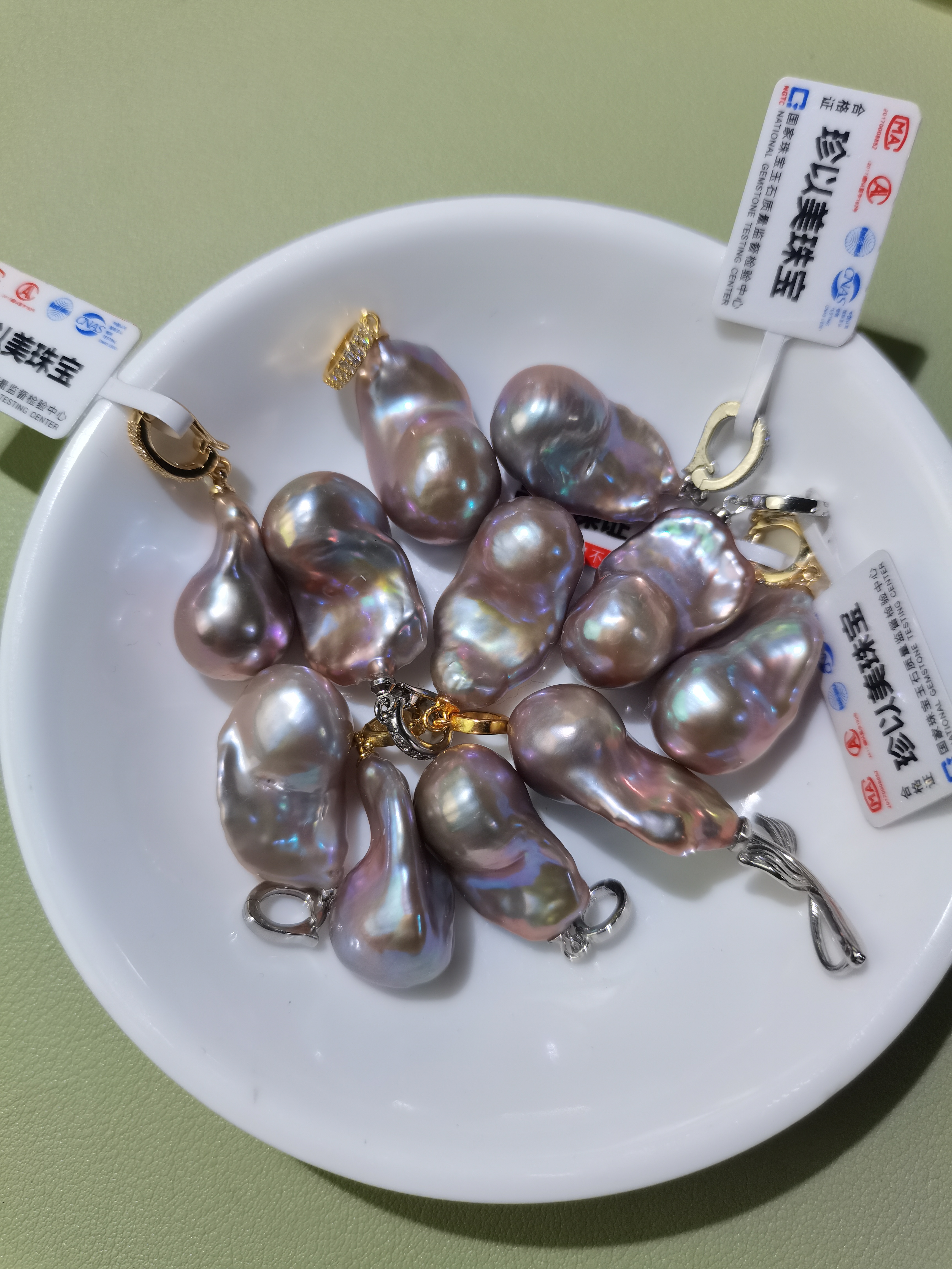 直播款巴洛克珍珠吊坠彩色百搭炫彩女王紫色轻奢