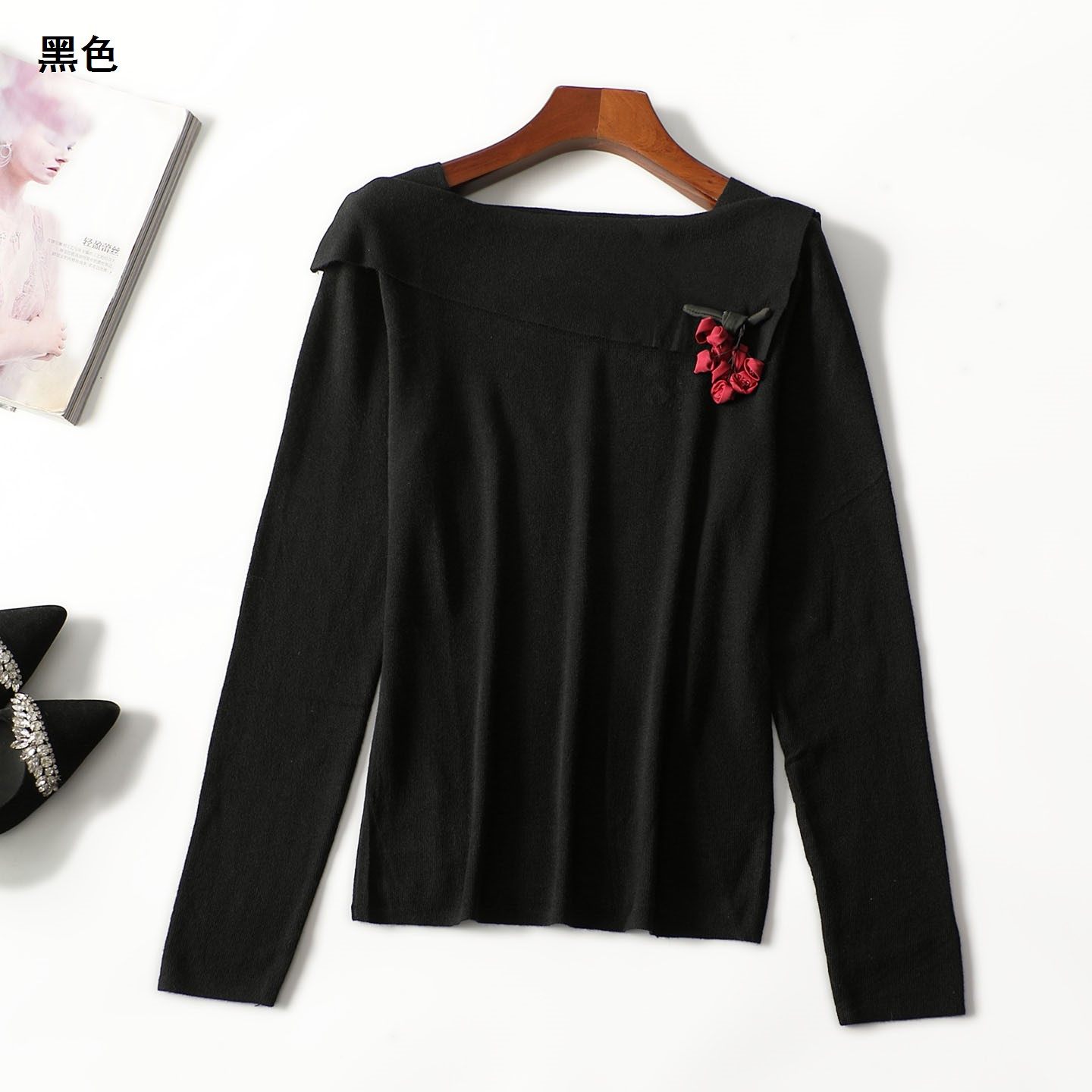 413011秋中长款长袖套头针织衫打底衫上衣