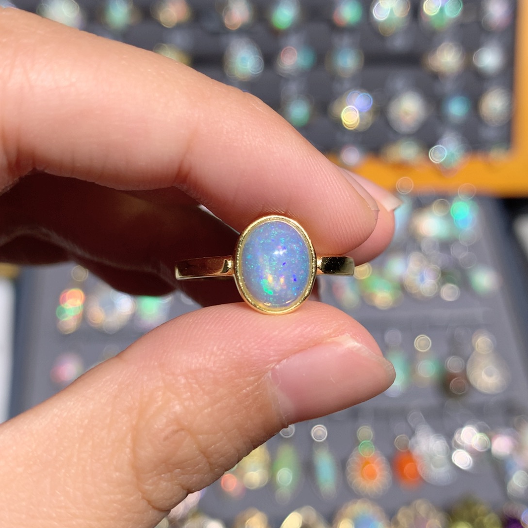 欧泊银S925镶嵌欧泊戒指y