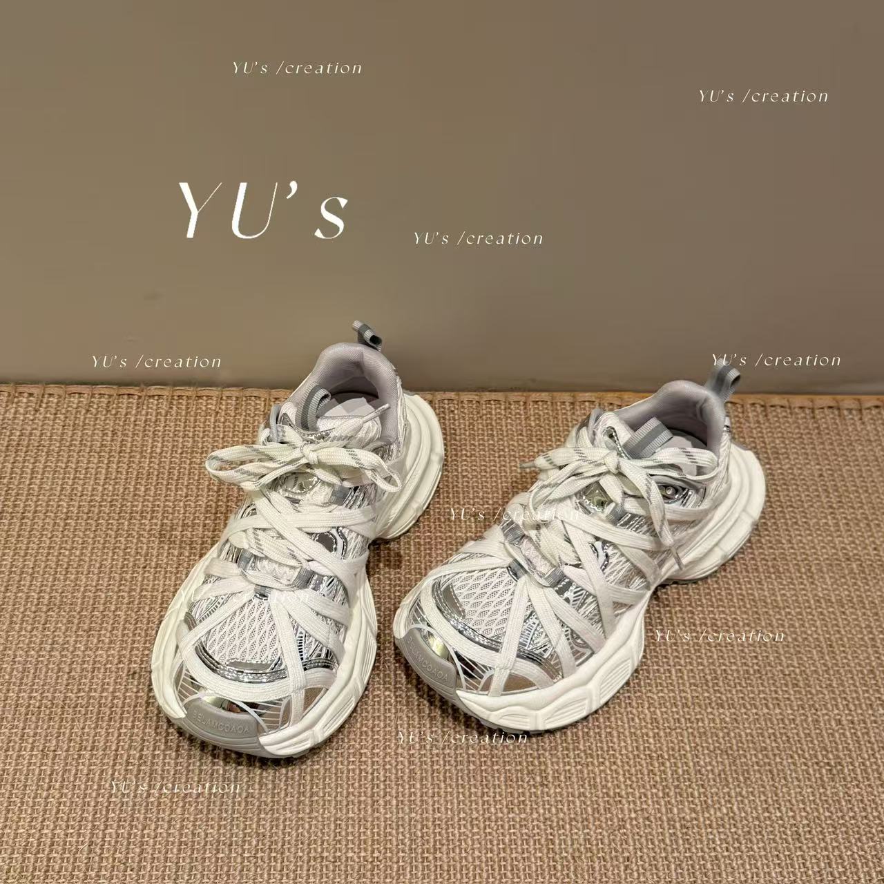 H55-超嗲的～芋泥烟灰“小巴黎”老爹鞋5cm17-2333-AA