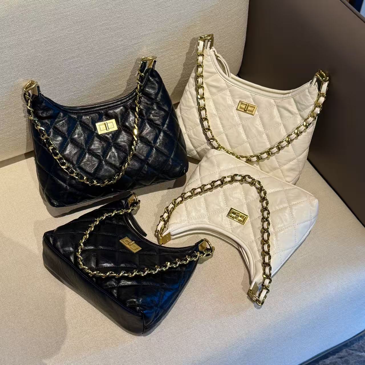 【经典不败】小香风大容量菱格托特包女2025新款链条腋下手提单肩包