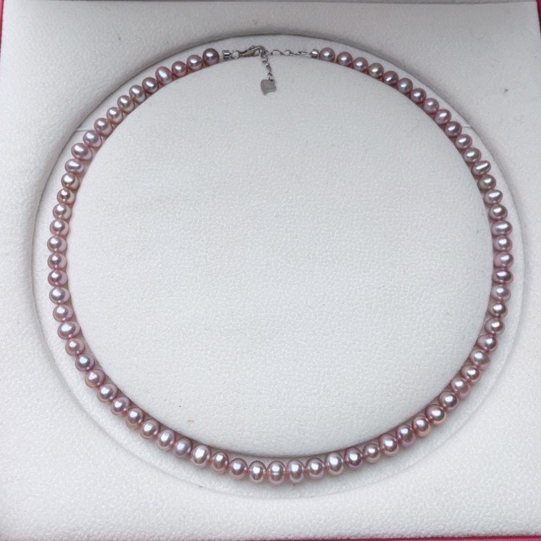 淡水珍珠银S925镶嵌颈饰6-7mm