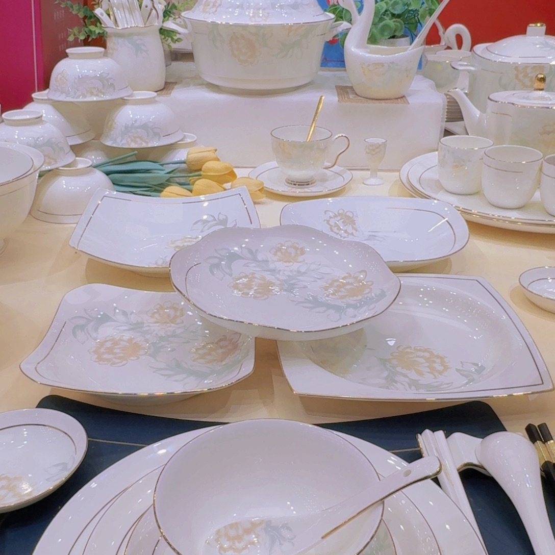 45%以上骨粉骨瓷景德镇描金清雅单买