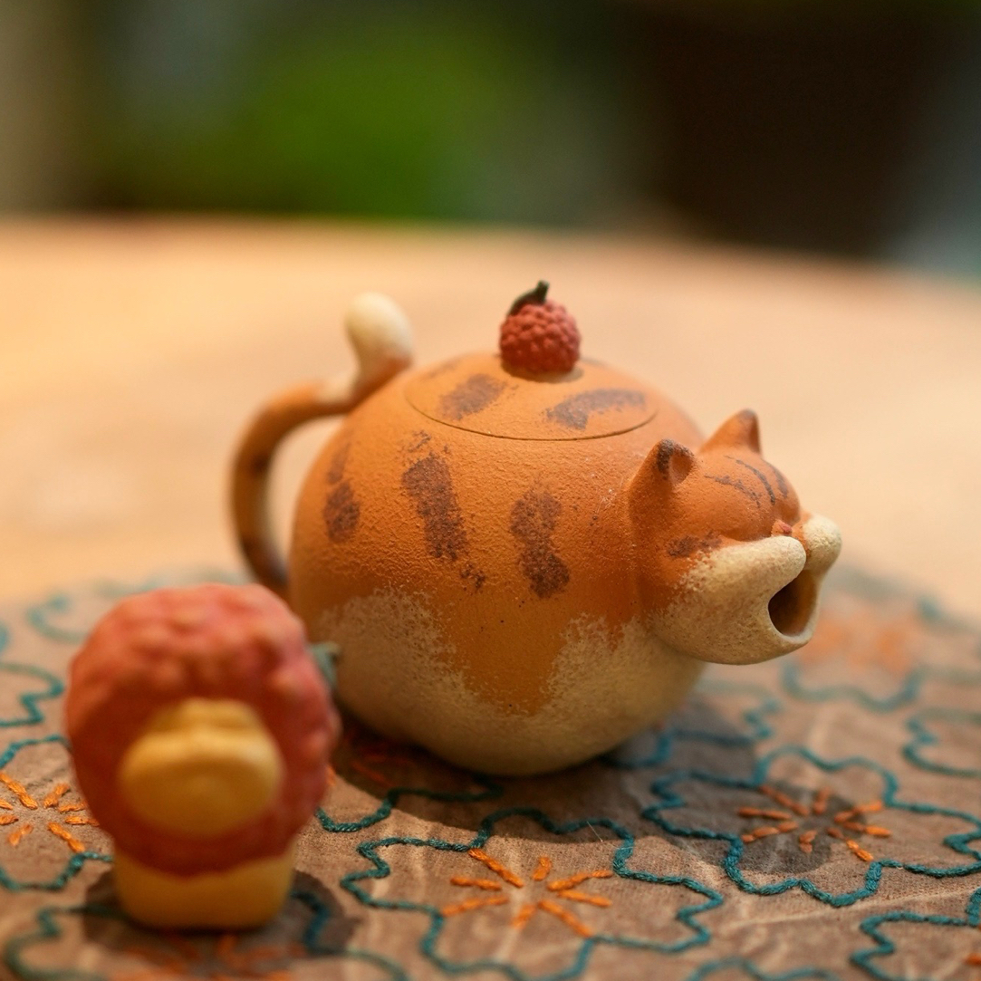 询价大惊喜刘素素萌宠新品橘猫壶100cc动物紫砂壶