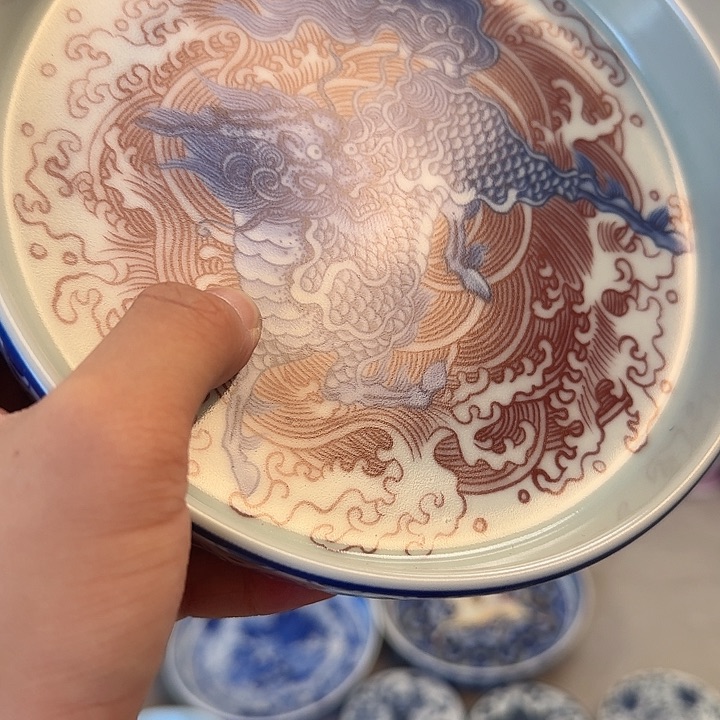 瓷片景德镇麒麟踏浪大壶承