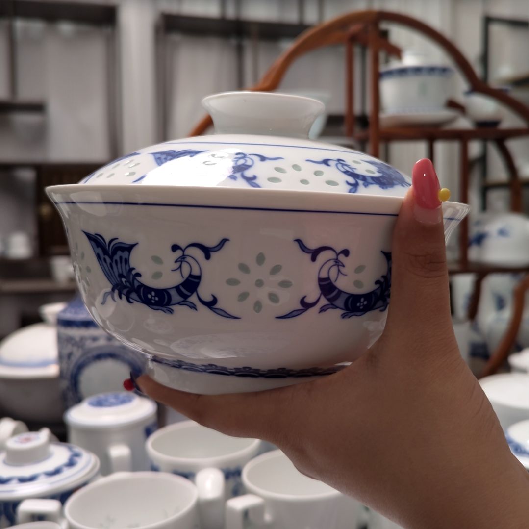 陶瓷孔雀7寸盖锅一个