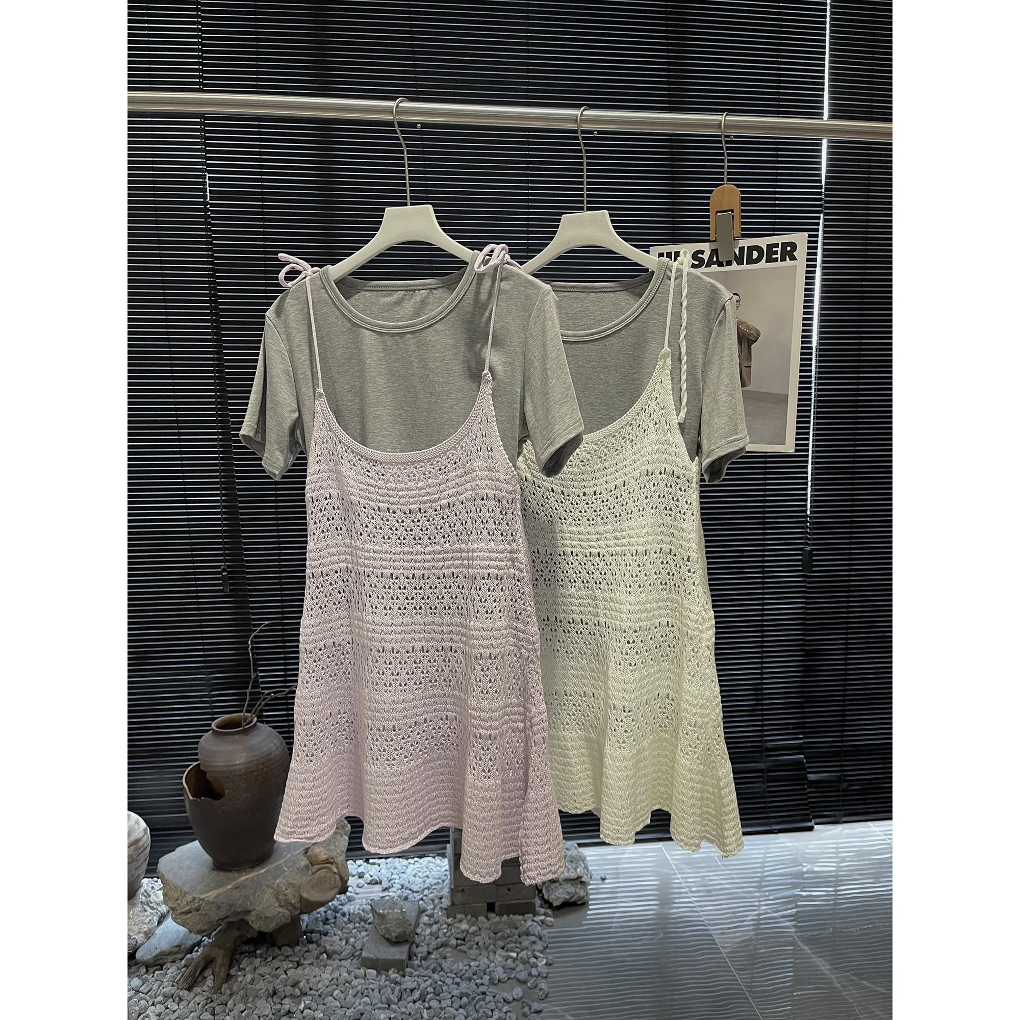 针织吊带裙+短袖T恤两件套7697（清）