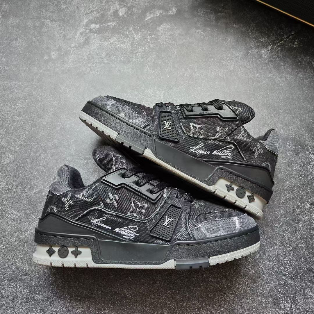 未使用 LouisVuitton/路易威登 TRAINER 黑灰拼接牛仔 36码 鞋