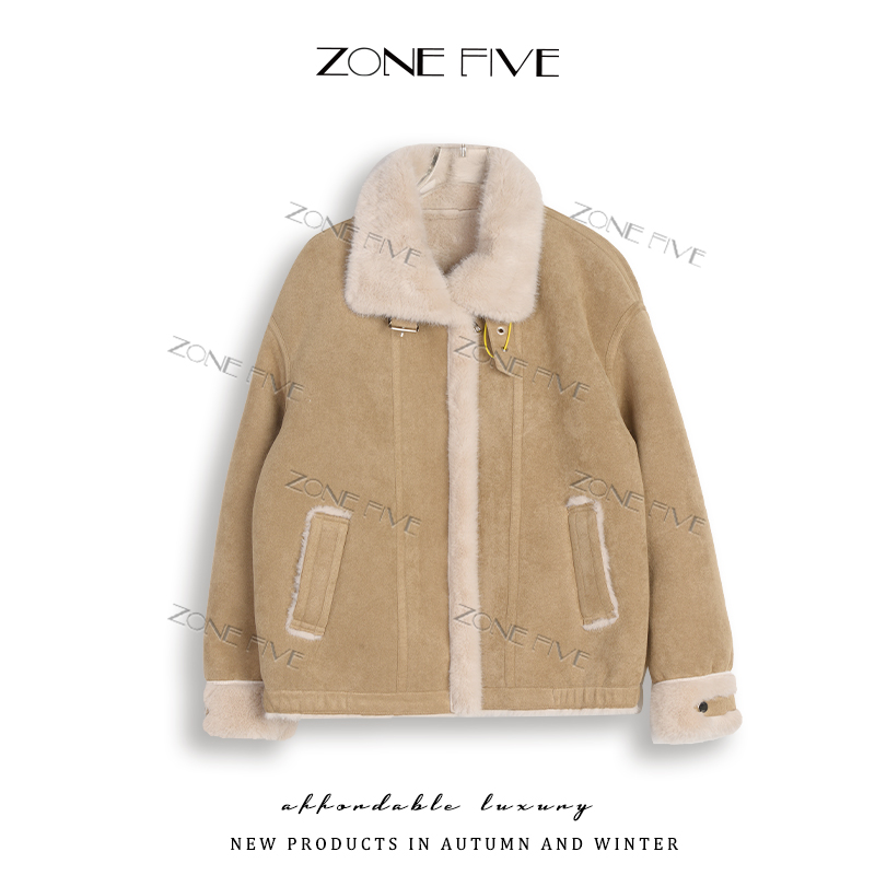 【zonefive】冬季新品短款外套微松紧收褶下摆百搭款上衣