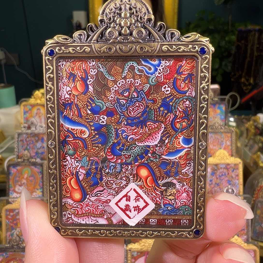 吊坠大黑天热贡纯手绘唐卡