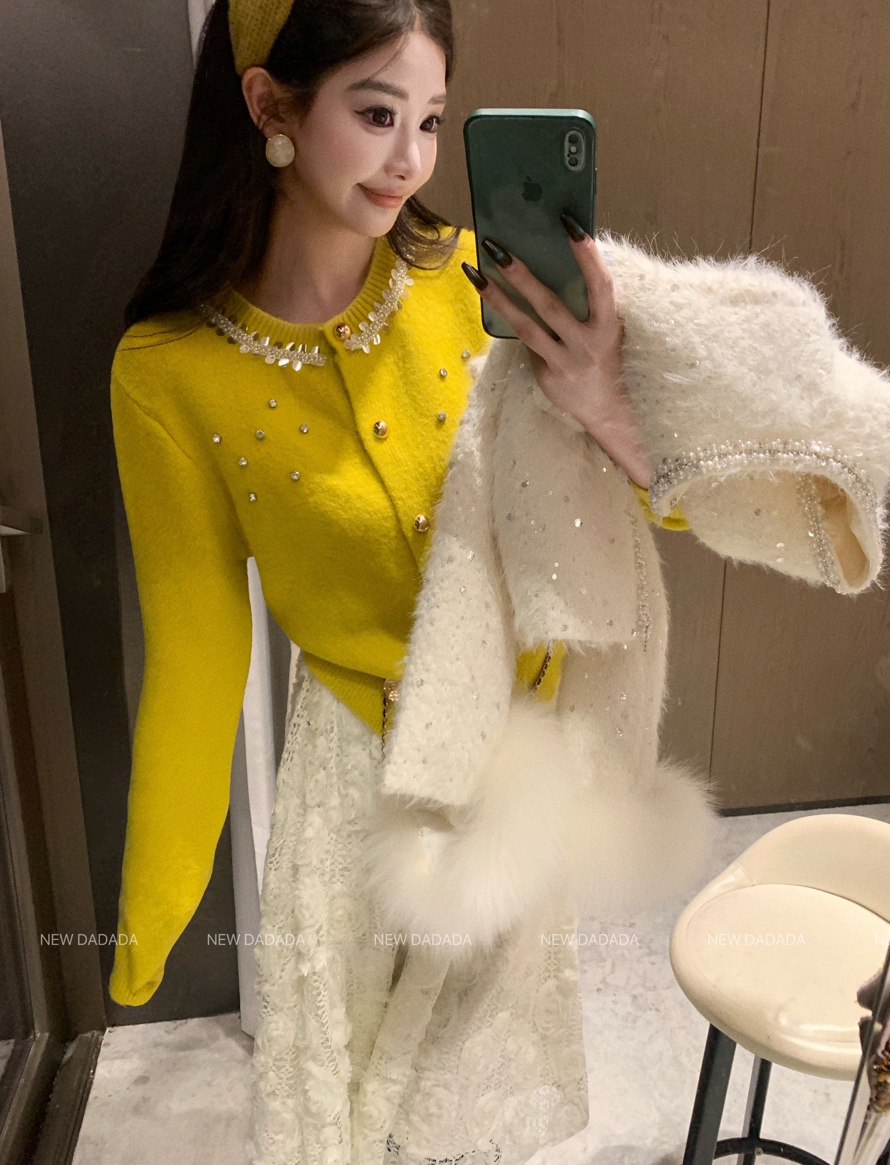 利达 NEW DADADA【金芒珠缀】时尚休闲百搭针织开衫上衣YPM3867