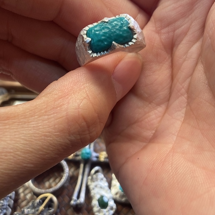 绿松石戒指银S925镶嵌