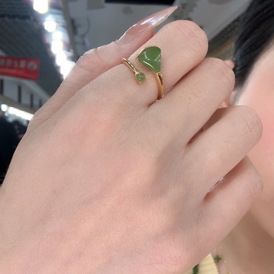 和田玉戒指银S925镶嵌