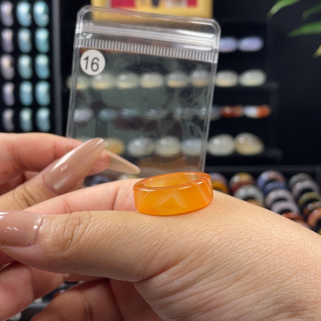 玛瑙/玉髓未镶嵌戒指16号港码18.5直径18.3