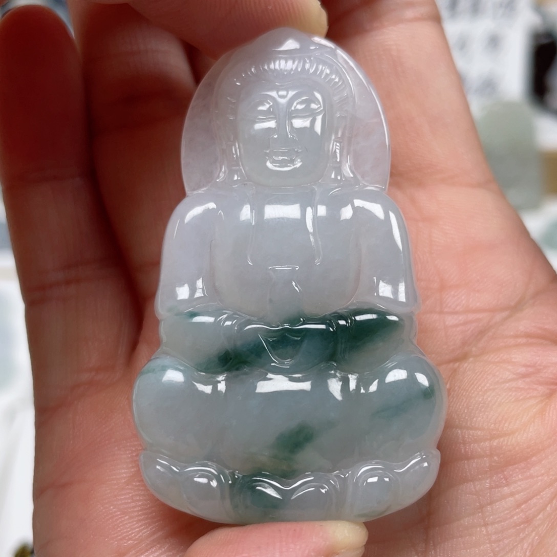 翡翠颈饰未镶嵌天然翡翠A货观音72号