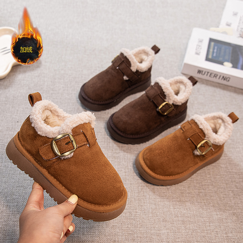 儿童低帮雪地靴2025冬季新款女童勃肯大棉鞋时尚厚底男童休闲棉鞋
