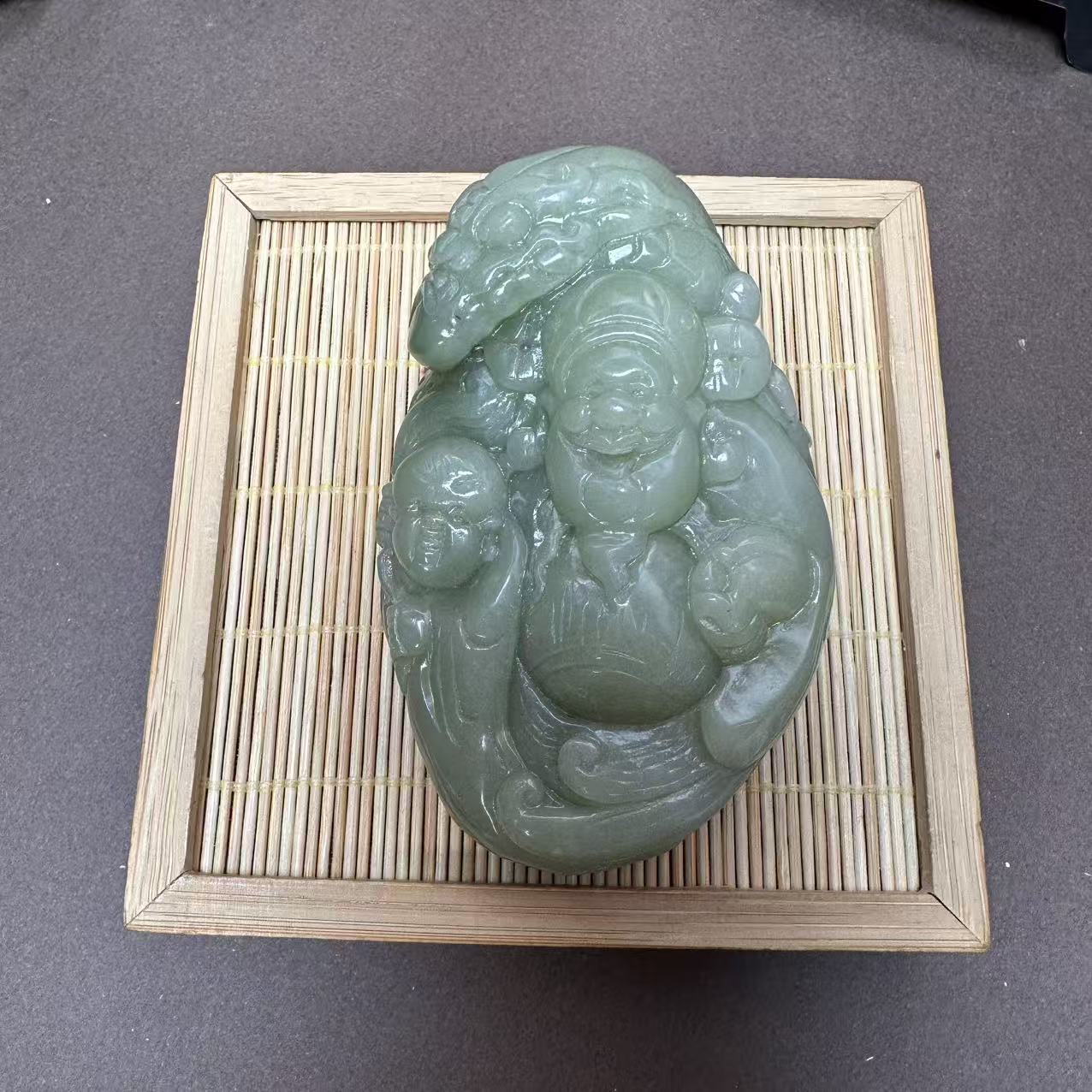 和田玉御龙财神手把件8888