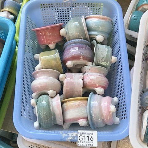 紫砂花盆116微瑕品口径6左右