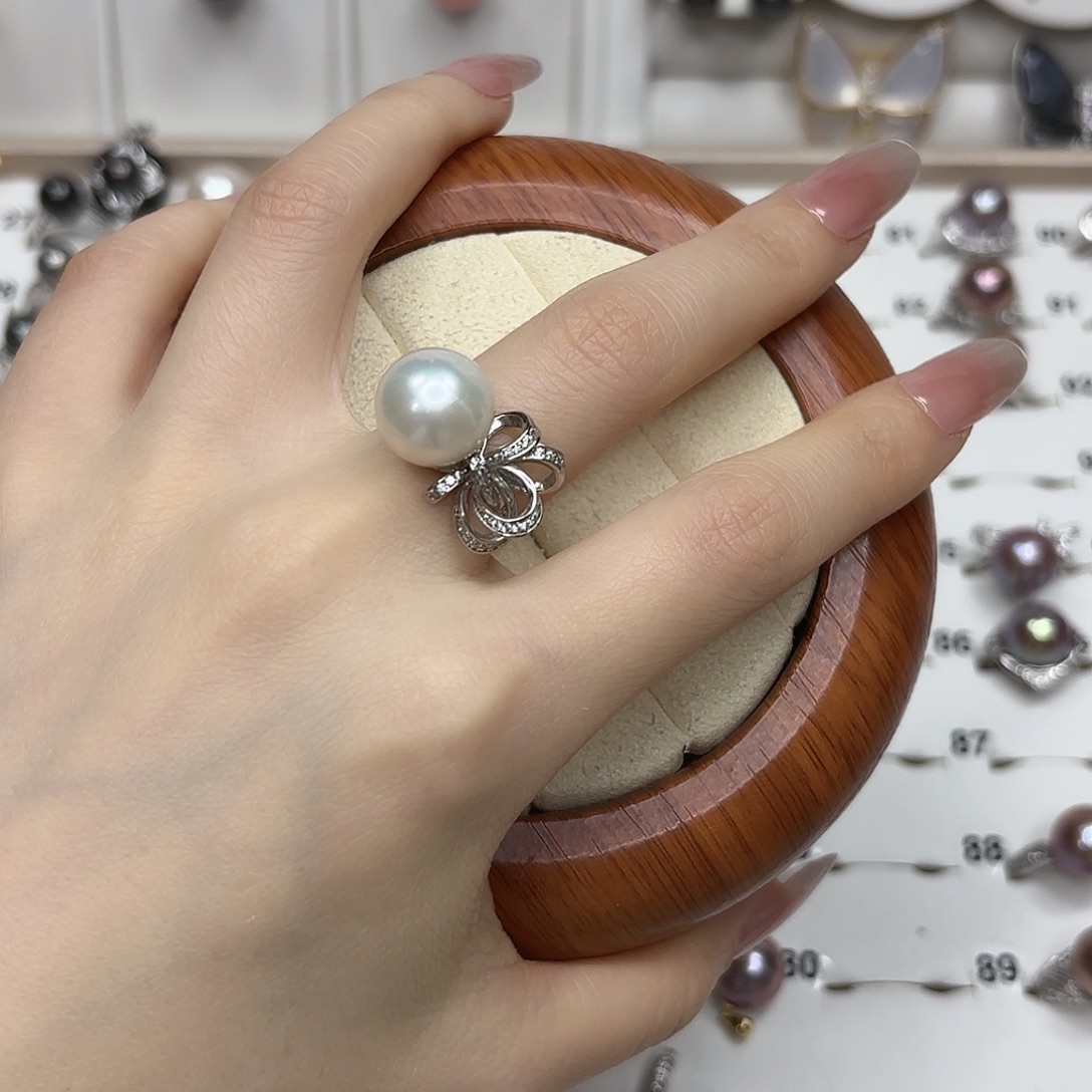 会***蛋淡水珍珠银S925镶嵌戒指