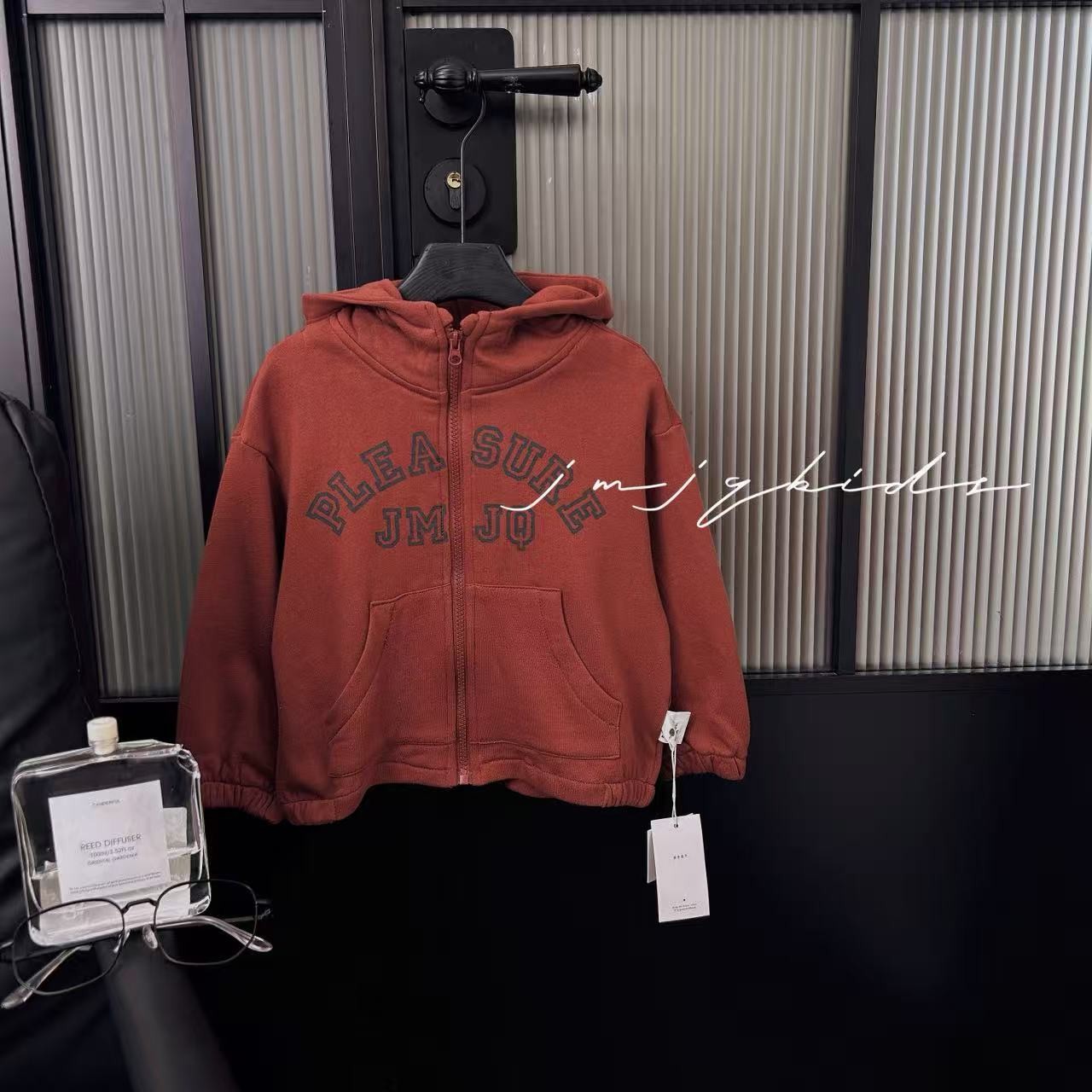 JMJQ深秋儿童休闲抓绒加厚保暖户外运动拉链连帽开衫外套251197