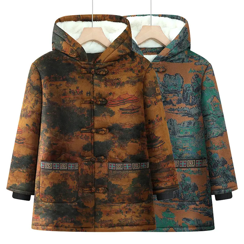 A059中老年人冬装女棉衣60岁70奶奶装连帽棉袄妈妈加绒保暖棉服