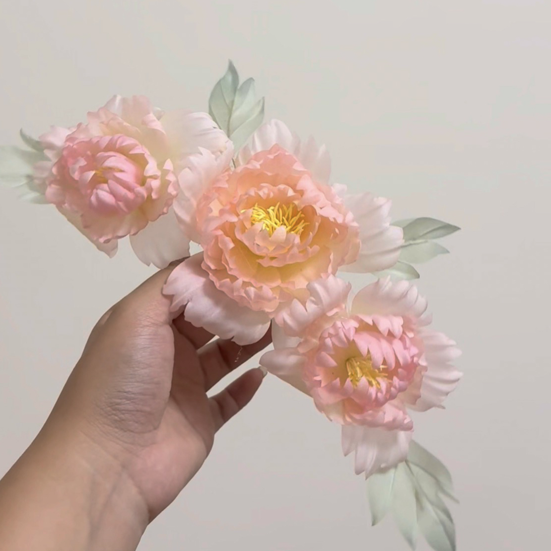 原创（惜花芷）真丝烫花花冠发饰汉服配饰古风发饰