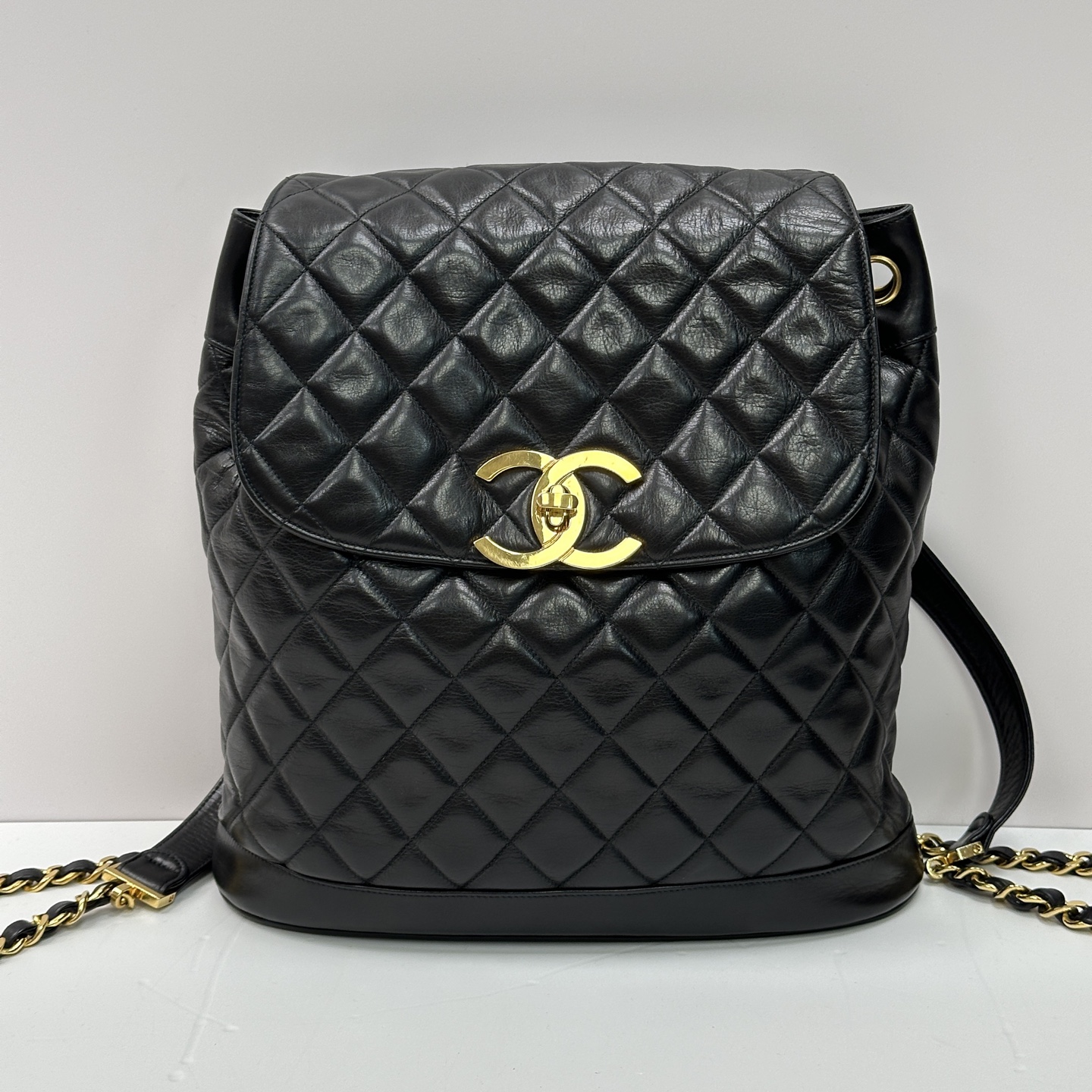 95新 Chanel/香奈儿 中古黑金贝嫂双肩背包 21592