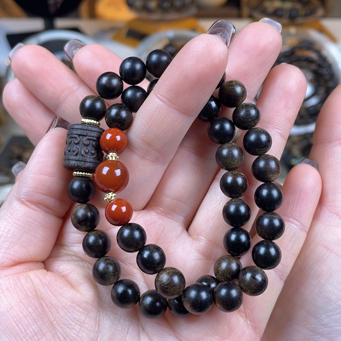 【闪购商品】沉香手串@*瑰越南顺化紫棋楠留疤