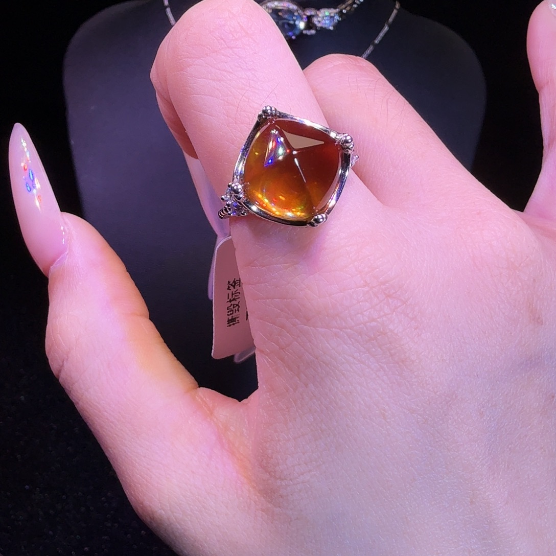 戒指银S925镶嵌水晶