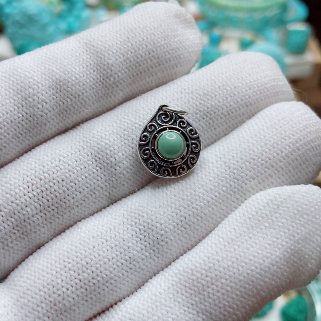 绿松石银S925镶嵌珠子