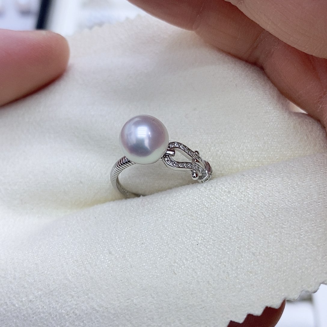 海水珍珠戒指银S925镶嵌8.8