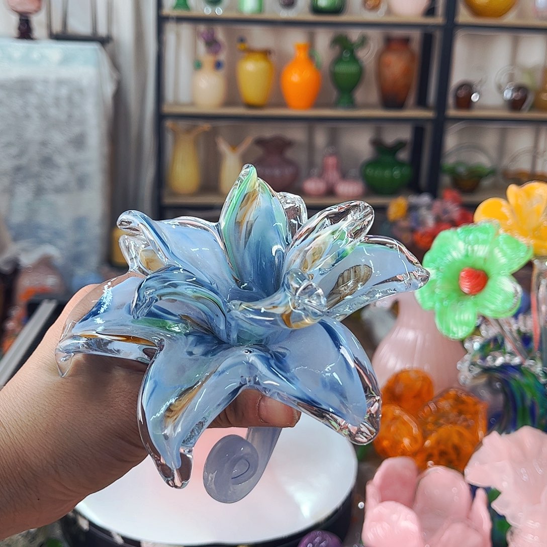 蓝摆台花家悦琉璃工艺品