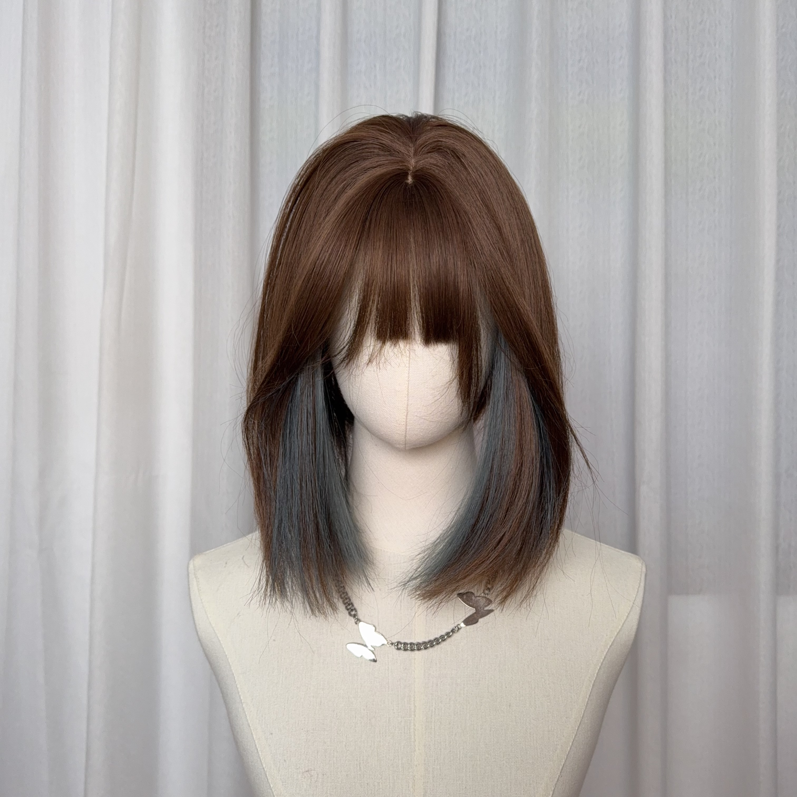 （清货No退换）女款挑染波波头全头套假发时尚轻薄减龄锁骨齐肩短发