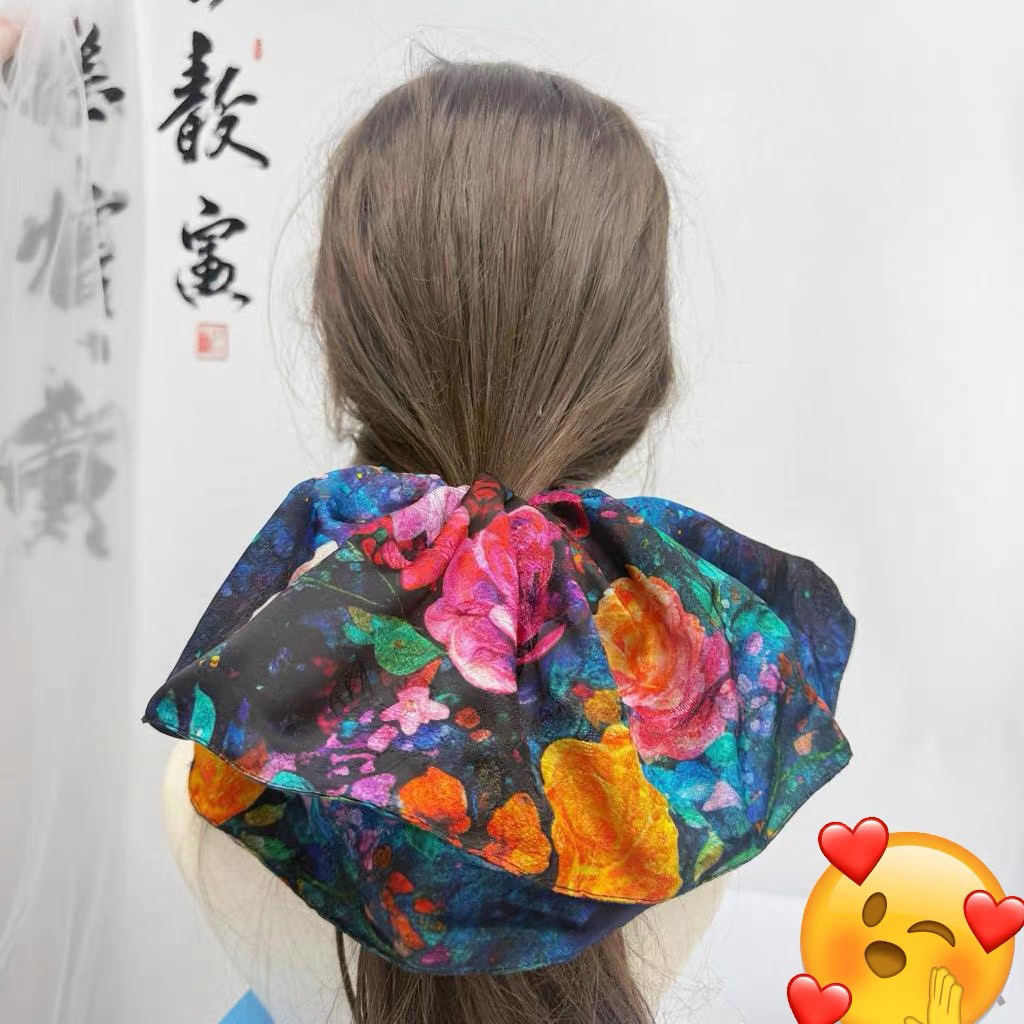 桑蚕丝香云纱花萝古今流年15cm超大发圈高级感拉满好看又精致