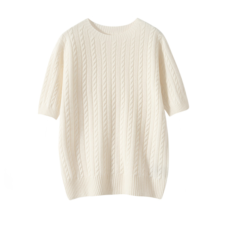 【100%山羊绒】十二针绞花半袖  ty  512