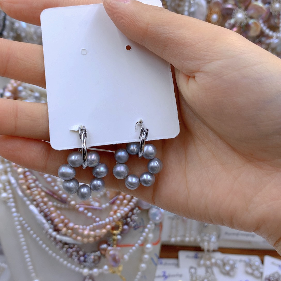 淡水珍珠耳饰银S925镶嵌