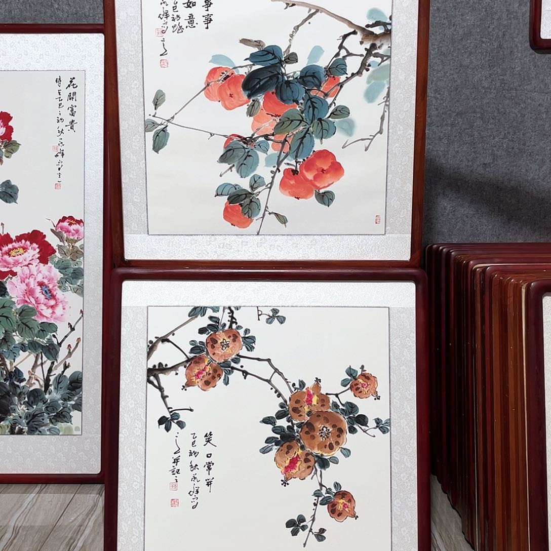 国画书画作品带框63×63