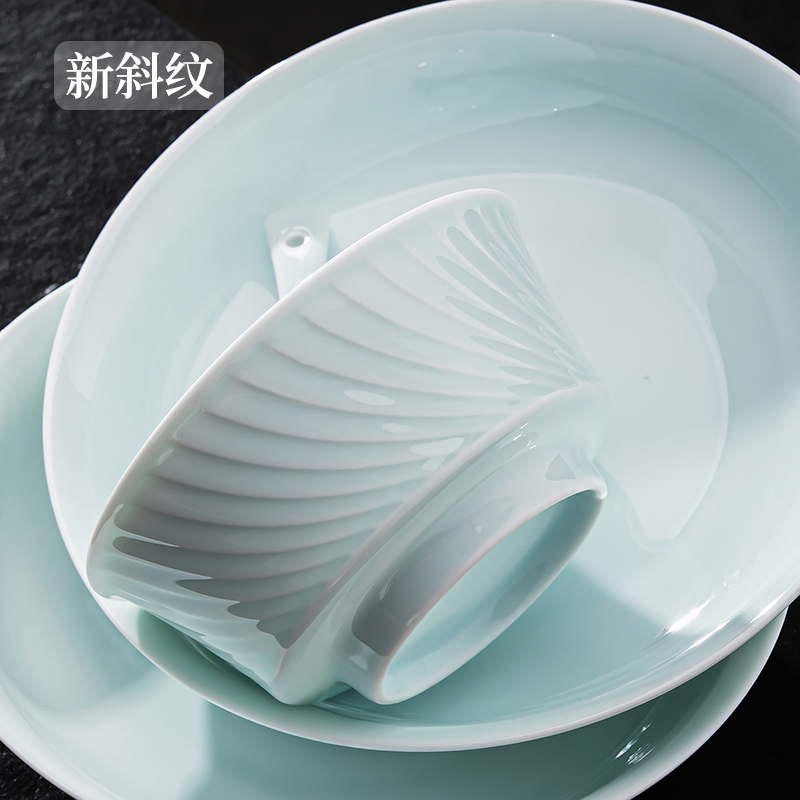 斜纹/多碗多盘 九辰影青瓷家用高白瓷景德镇新款陶瓷餐具青瓷碗盘