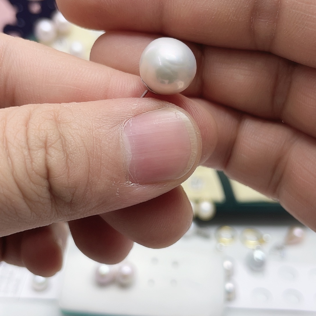 我***北银S925镶嵌淡水珍珠耳饰