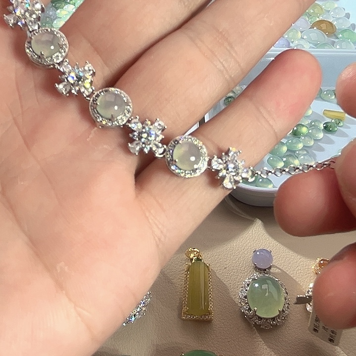 翡翠银S925镶嵌手链