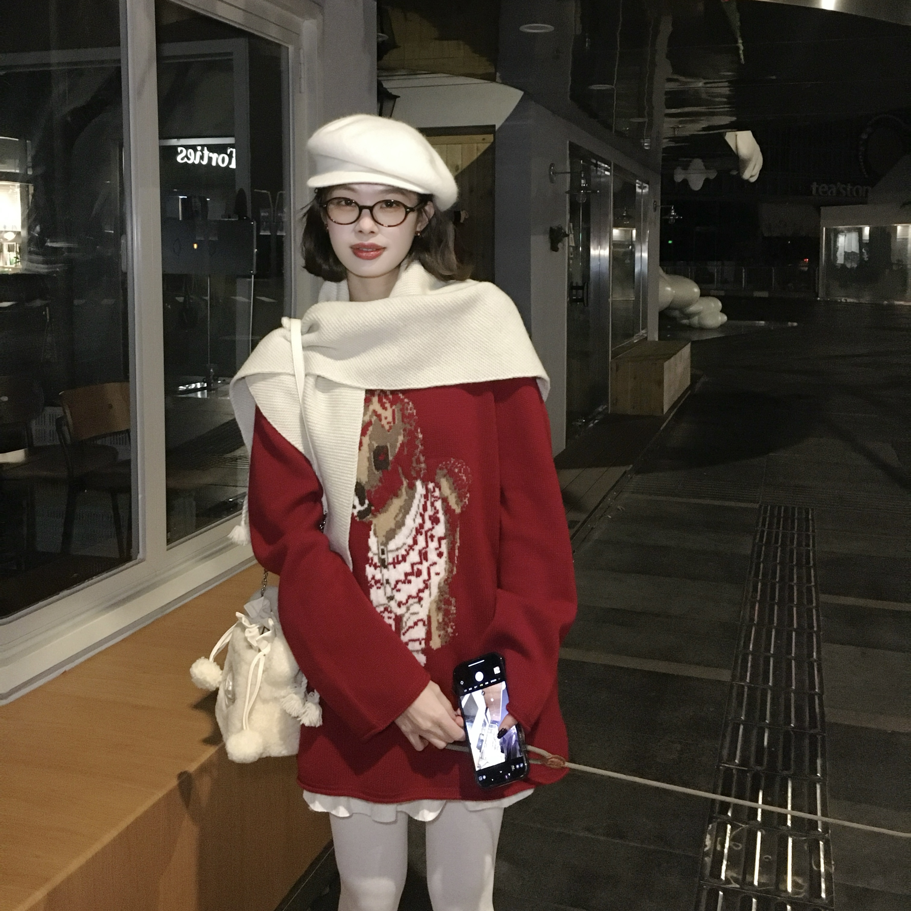 UPVAN  圣诞限定 小马撞色针织衫