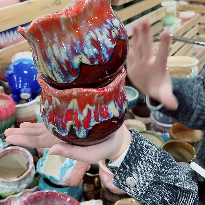 有孔，凑单福利满10元发货陶瓷多肉花盆！