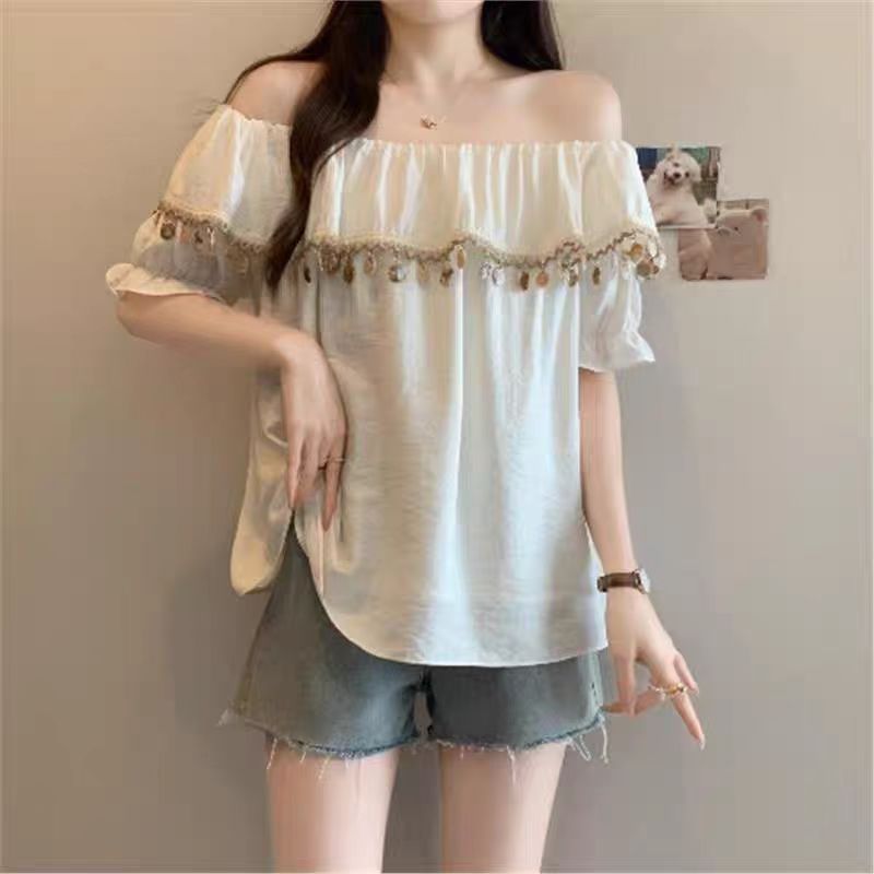 2539*法式高级感短袖衬衫女胖mm减龄宽松洋气别致上衣爆款