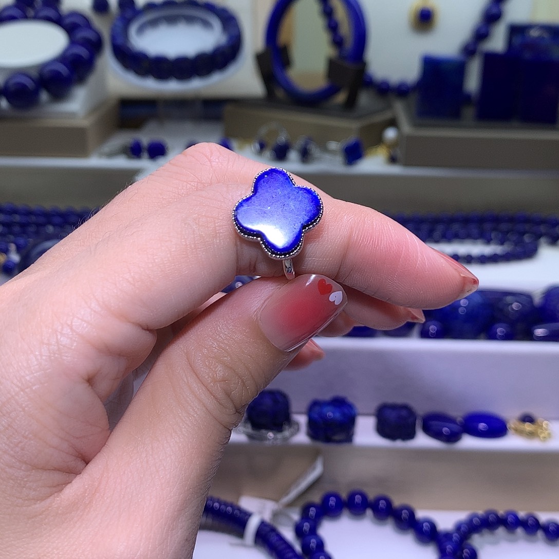 青金石合金天然原矿戒指