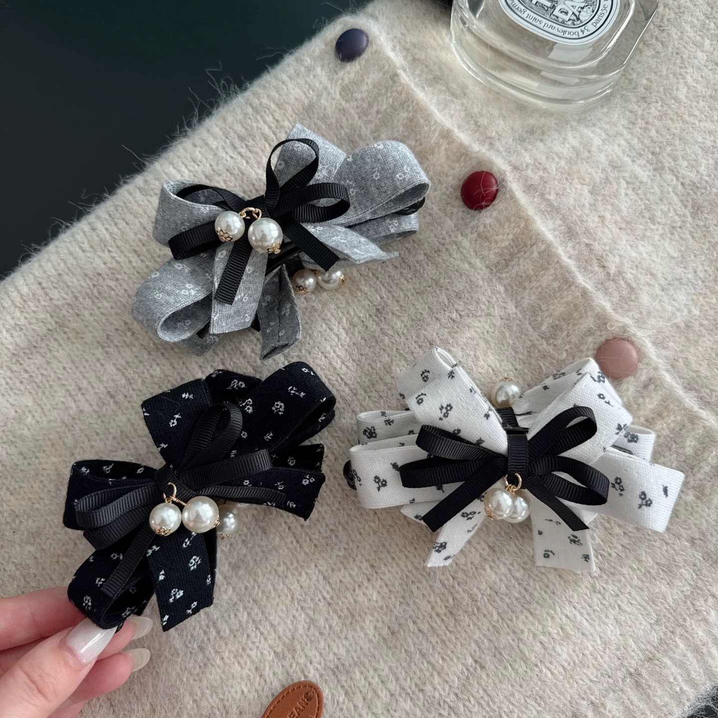 2391 东大门正版！秋冬上新蝴蝶结设计香蕉发夹